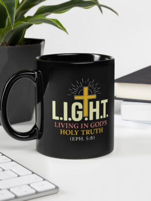 L.I.G.H.T. Black Glossy Mug