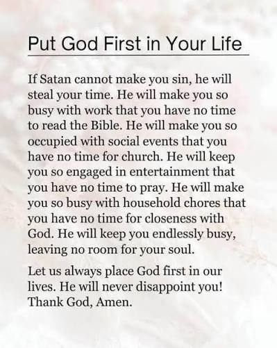 Seek God first; don't let the devil keep you too BUSY — Being Under Satan's Yoke