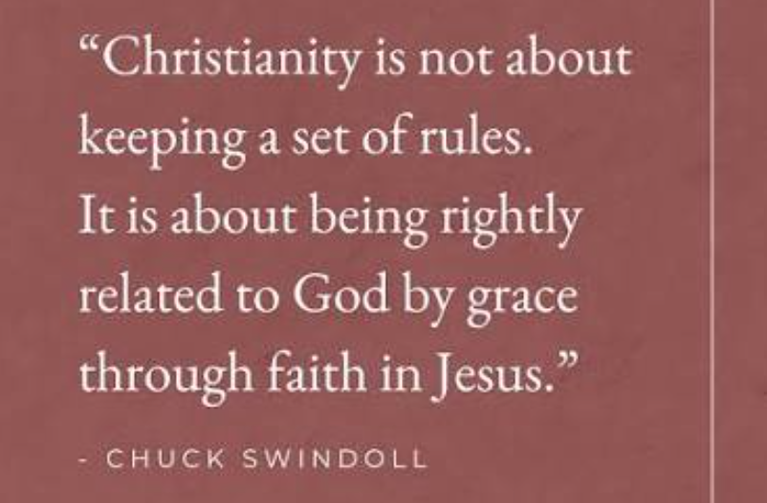Christianity isn't about keeping a set of rules. It's about relational obedience and being rightly related to God by grace.